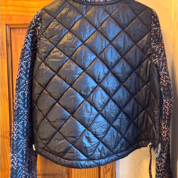 Aldo Martins NWT Thun Tweed Puffer Blazer M Navy Multi Made In Spain - Picture 4 of 5